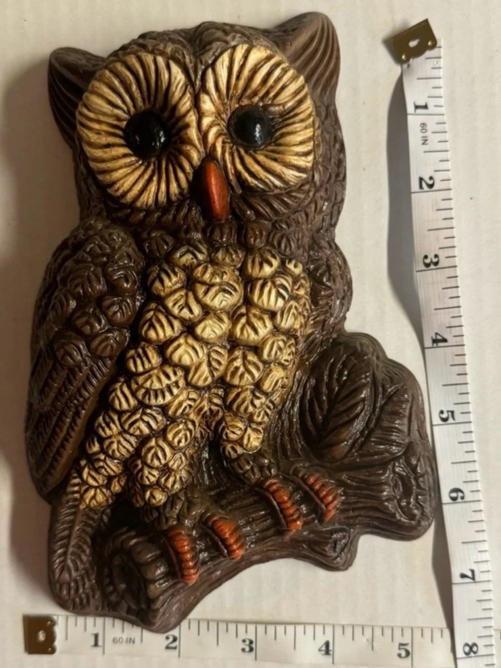 4 HOMCO Vintage 70s Adorable Rustic Brown Owl Wall Decor Set of 4